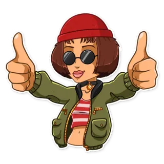 👍 女人, 竖起大拇指, 卡通, 贴纸, 批准, 好的 telegram sticker