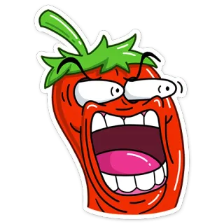 😳 papryczka chili, kreskówka, jedzenie, zły, czerwony, warzywo, wyraz telegram sticker