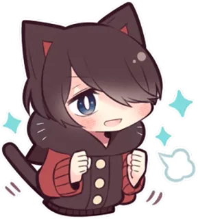 😃 Anime, Gatto, Chibi, Brillantini, Kawaii, Cartone animato, Carino whatsapp sticker