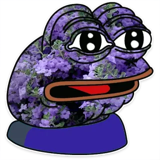 😟 Pepe the Frog Pepe, kikker, meme, sticker, paars, bloemen telegram sticker