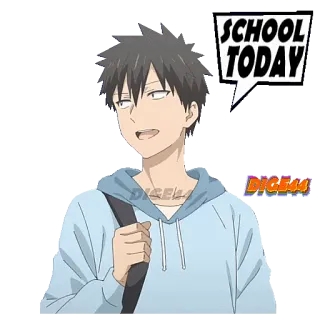 🧮 SCHOOL TODAY anime, school, boy, cartoon, character, student telegram sticker
