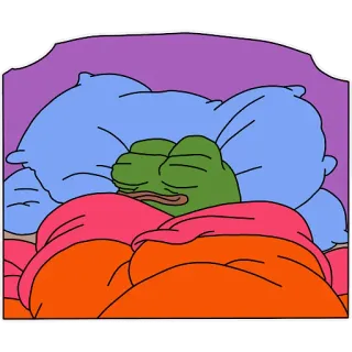 🥱 Pepe the Frog Pepe, kikker, meme, verdrietig, bed, slapen telegram sticker