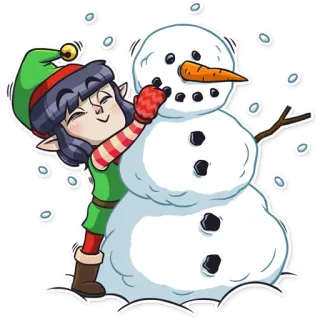 ☃ elfo, boneco de neve, inverno, feriado, neve, cenoura, natal, bonito telegram sticker