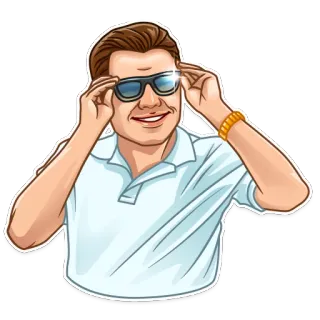 😎 homme, lunettes de soleil, polo, emoji, dessin animé telegram sticker