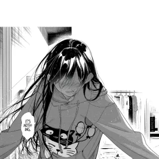 💔 IT'S NOTHING. Anime, Manga, Gatto, Felpa con cappuccio, Personaggio, Triste, Illustrazione telegram sticker