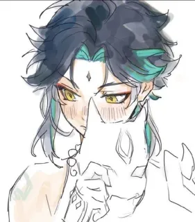 🌟 Xiao Genshin Impact Anime, Personagem de jogo, Video game, Fanart, Máscara telegram sticker