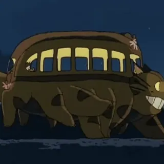 🚌 Catbus My Neighbor Totoro gatobús, mi vecino Totoro, Ghibli, anime, dibujos animados, fantasía whatsapp sticker