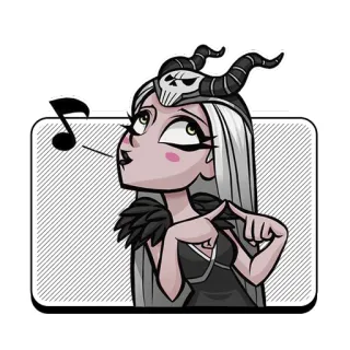 😇 cartoon, vrouw, gothic, schedel, personage telegram sticker