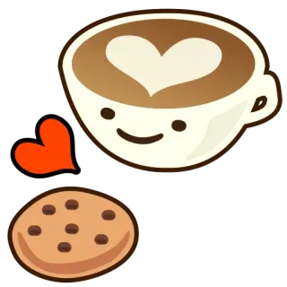 🍪 Kaffee, Keks, Herz, Kawaii, Essen whatsapp sticker