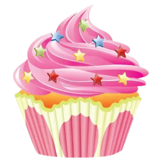 🧁 cupcake, postre, dulce, golosina, rosa, estrellas, comida telegram sticker