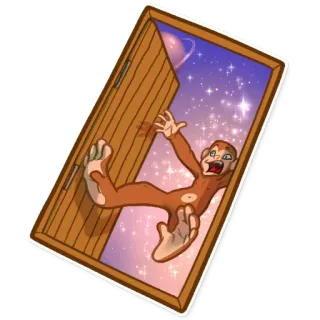 🚪 猿, ドア, 宇宙, 漫画, ステッカー telegram sticker