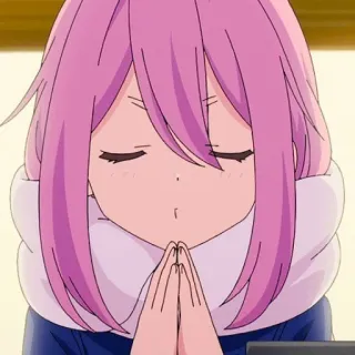 🙏 Anime, Mädchen, pinke Haare, süß, Gebet telegram sticker