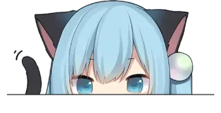 👀 Anime, Kocie uszy, Dziewczyna, Słodkie, Niebieskie włosy, Podglądanie, Dziewczyna anime telegram sticker