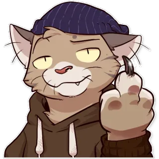 🖕 chat, doigt d'honneur, offensant, dessin animé, autocollant, animal telegram sticker
