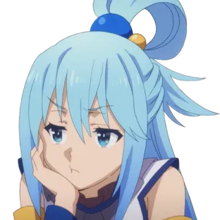🤔 Aqua KonoSuba anime, konosuba, aqua, personaje, chica, triste, cansada whatsapp sticker