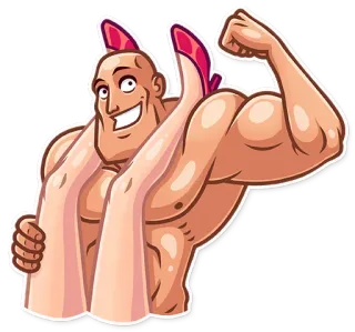 💪 otot, kaki, kartun, lucu, binaragawan telegram sticker