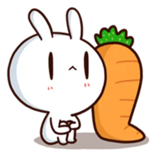 ☹ Hase, Kaninchen, Karotte, Süß, Tier, Cartoon telegram sticker
