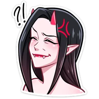 🤨 anime, devil, demon, horns, vampire, cartoon whatsapp sticker