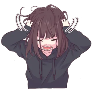 😩 Anime, Manga, Gadis, Kesal, Frustrasi, Marah, Kartun, Emosional telegram sticker