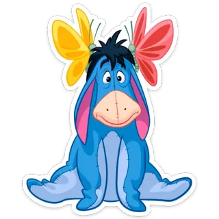 🦋 Eeyore Bourriquet, Winnie l'ourson, dessin animé, âne, animal whatsapp sticker