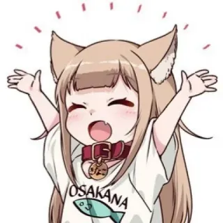 🐾 OSAKANA Аниме, Кошачьи ушки, Каваи, Девочка, Osakana telegram sticker
