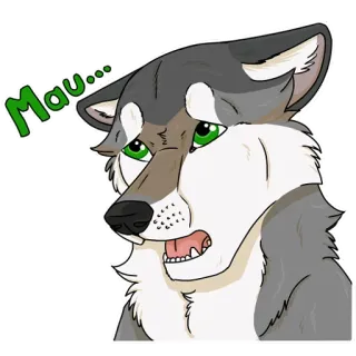 😟 Mau... lobo, antropomorfo, dibujos animados, animal, pegatina, triste, lindo whatsapp sticker