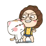 😍 Cartoon, Niedlich, Katze, Person, Freundschaft telegram sticker