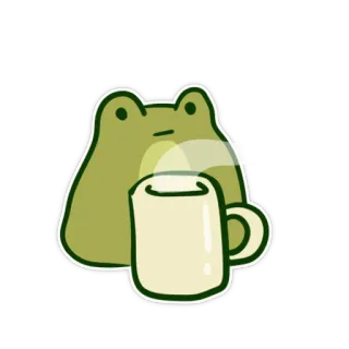 😶 frog, coffee, mug, cute, animal, beverage telegram sticker