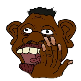 🍉 стикер, мультфильм, голова, черные волосы, гримаса telegram sticker