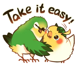 😚 Take it easy! oiseaux, mignon, animaux, dessin animé, salutation, amical whatsapp sticker