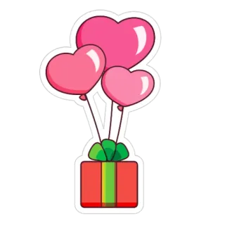 ❤ regalo, cuori, palloncini, amore, presente, romantico whatsapp sticker