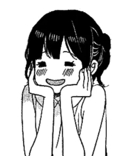 ❤ anime girl, smiling, cute, manga, black and white whatsapp sticker