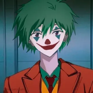 🤡 Joker Joker, Anime, Payaso, Dibujos animados, Villano, Pelo verde telegram sticker