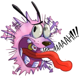😲 Courage the Cowardly Dog Dessin animé, Chien, Effrayé, Rose, Nerveux, Drôle telegram sticker
