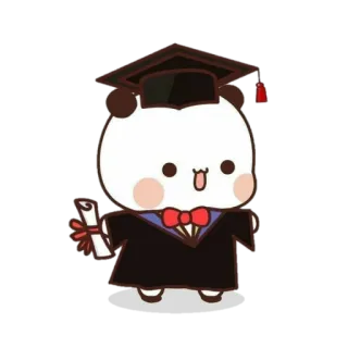 🐻 panda, graduation, cartoon, cute, diploma, cap, gown telegram sticker