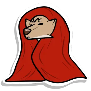 😞 animal, wolf, red, blanket, cartoon telegram sticker