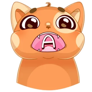 😮 A mèo, nhãn dán, màu cam, dễ thương, hoạt hình, chữ A telegram sticker