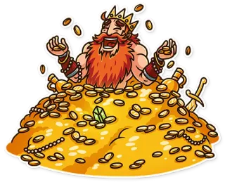 🤑 koning, goud, munten, schat, kroon, fantasie, rijkdom telegram sticker