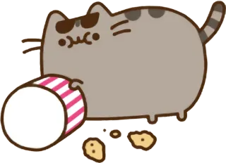 🍗 Pusheen Katze, Cartoon, Essen, Essen, Popcorn telegram sticker