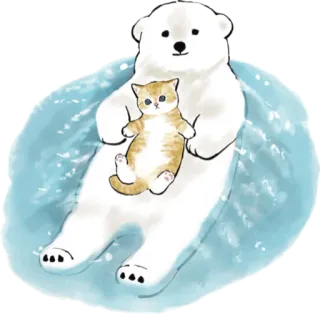 🐻‍❄️ polar bear, cat, friendship, animals, cute telegram sticker