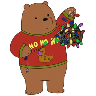 🎄 HO HO HO orso, natale, luci, biscotto, festa telegram sticker