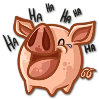 😂 HA HA HA HA HA HA HA HA HA HA porco, rindo, feliz, desenho animado, adesivo telegram sticker