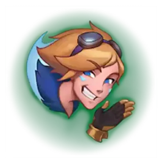 😁 Ezreal gra wideo, postać, uśmiechnięty, blondynka, gogle telegram sticker