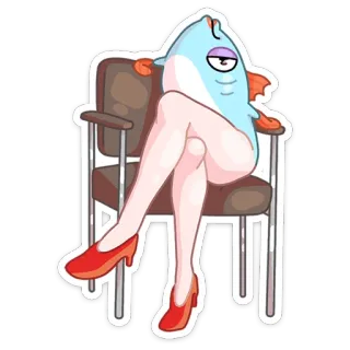 🦵 ปลา, ขา, เก้าอี้, การ์ตูน, ตลก, ขำ, สติกเกอร์ telegram sticker
