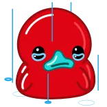 😢 canard, rouge, mignon, dessin animé, animal whatsapp sticker