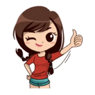 🌻 cartoon, girl, thumbs up, cute, wink telegram sticker