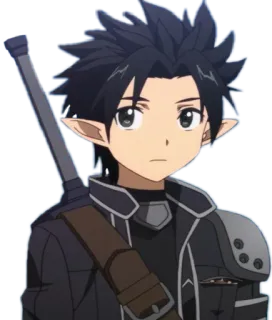 😕 anime, character, sword, elf, male, portrait telegram sticker
