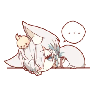 😔 chibi, anime, cute, character, manga, animal ears, sleepy telegram sticker