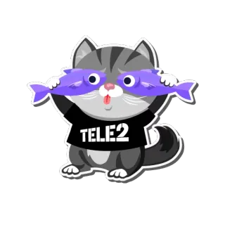 😛 TELE2 kucing, ikan, hewan, kartun whatsapp sticker