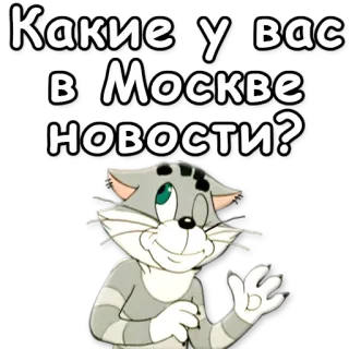 📰 Какие у вас в Москве новости? cat, cartoon, russian, wave, greeting whatsapp sticker